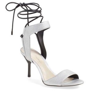 NEW 3.1 Phillip Lim 'Martini' Wraparound Ankle Strap Sandal Silver with Black